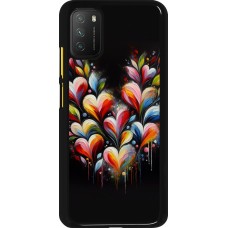 Xiaomi Poco M3 Case Hülle - Valentin 2024 Schwarzes Herz Abstrakt