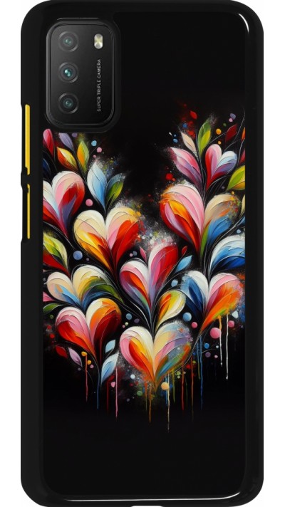 Coque Xiaomi Poco M3 - Valentine 2024 Coeur Noir Abstrait