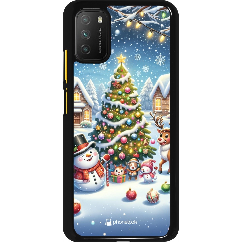 Xiaomi Poco M3 Case Hülle - Weihnachten 2023 Schneemann und Tannenbaum