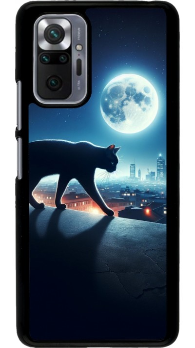 Coque Xiaomi Redmi Note 10 Pro - Chat noir sous la pleine lune