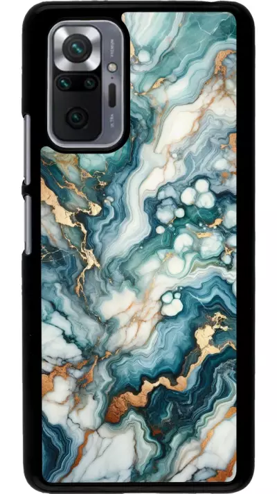 Coque Xiaomi Redmi Note 10 Pro - Marbre Vert Bleu Doré