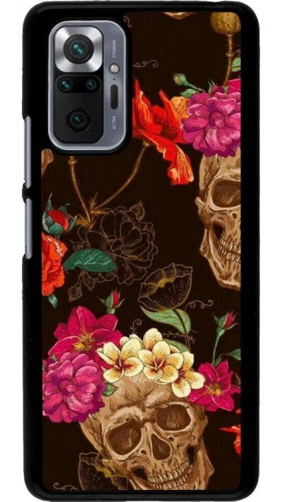 Hülle Xiaomi Redmi Note 10 Pro - Skulls and flowers