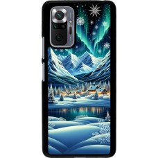 Xiaomi Redmi Note 10 Pro Case Hülle - Verschneites Bergdorf am See in der Nacht