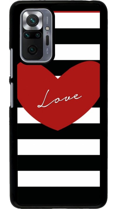Coque Xiaomi Redmi Note 10 Pro - Valentine 2023 heart black and white lines