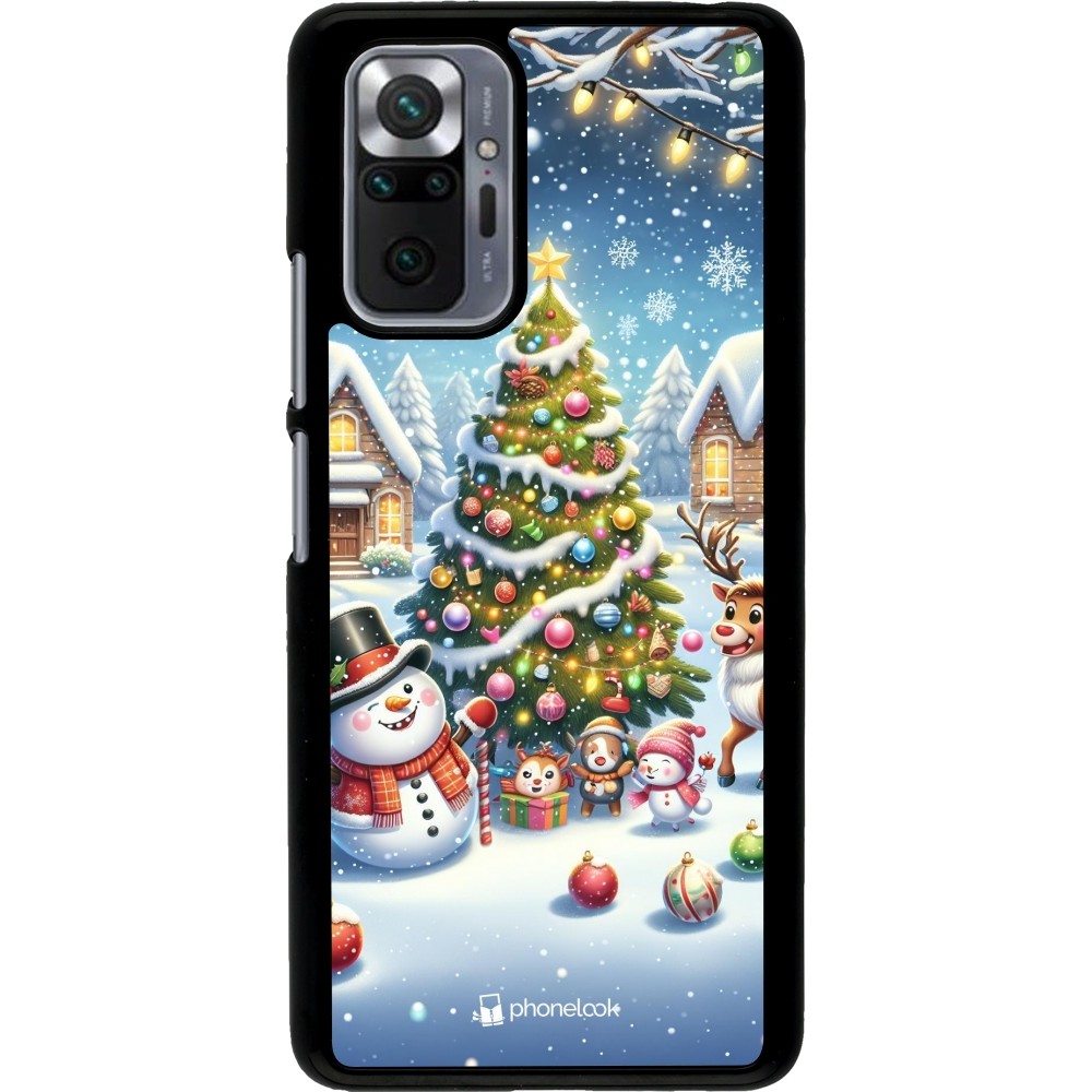 Xiaomi Redmi Note 10 Pro Case Hülle - Weihnachten 2023 Schneemann und Tannenbaum