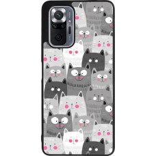 Coque Xiaomi Redmi Note 10 Pro Max - Silicone rigide noir Chats gris troupeau