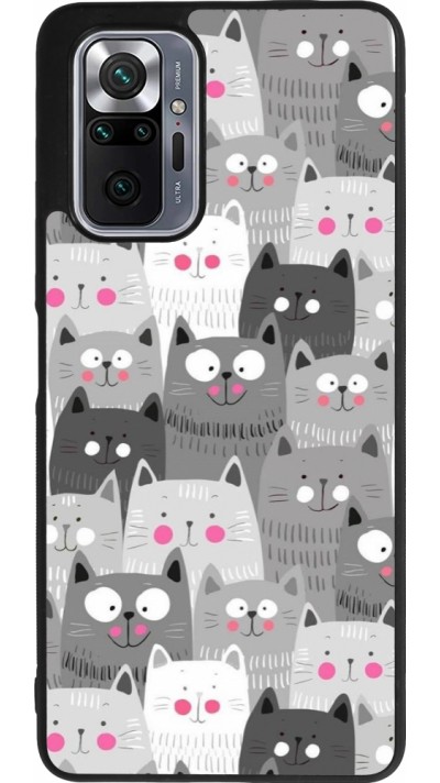 Coque Xiaomi Redmi Note 10 Pro Max - Silicone rigide noir Chats gris troupeau