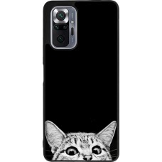 Coque Xiaomi Redmi Note 10 Pro Max - Silicone rigide noir Cat Looking Up Black