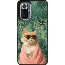 Coque Xiaomi Redmi Note 10 Pro Max - Silicone rigide noir Cat Summer Palms