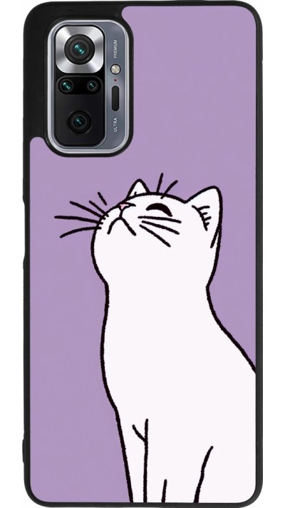 Coque Xiaomi Redmi Note 10 Pro Max - Silicone rigide noir Chat sur fond violet