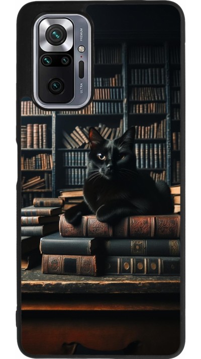 Coque Xiaomi Redmi Note 10 Pro Max - Silicone rigide noir Chat livres sombres