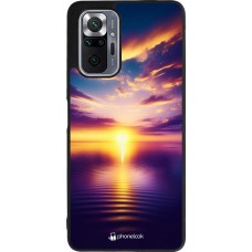 Coque Xiaomi Redmi Note 10 Pro Max - Silicone rigide noir Coucher soleil jaune violet
