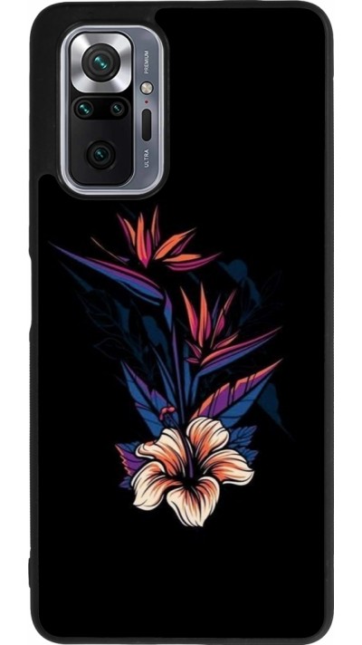 Coque Xiaomi Redmi Note 10 Pro Max - Silicone rigide noir Dark Flowers