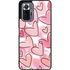 Coque Xiaomi Redmi Note 10 Pro Max - Silicone rigide noir Easter 2023 pink hearts