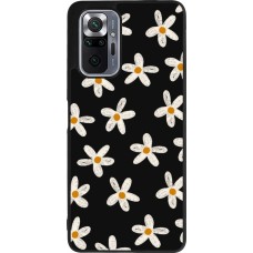 Coque Xiaomi Redmi Note 10 Pro Max - Silicone rigide noir Easter 2024 white on black flower