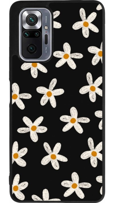Xiaomi Redmi Note 10 Pro Max Case Hülle - Silikon schwarz Easter 2024 white on black flower