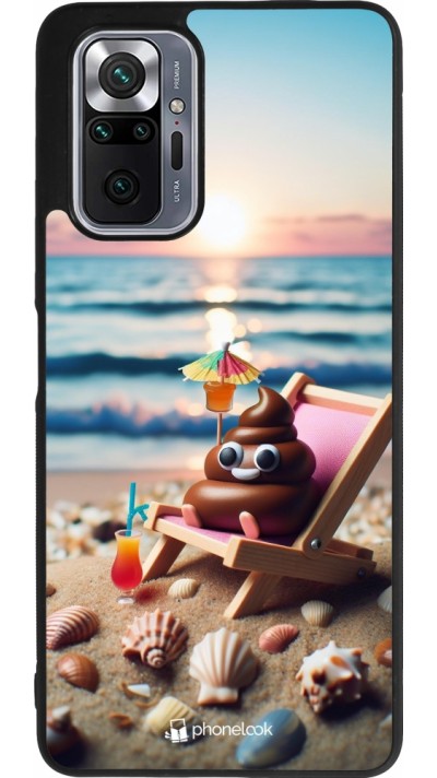 Coque Xiaomi Redmi Note 10 Pro Max - Silicone rigide noir Emoji caca sur chaise longue