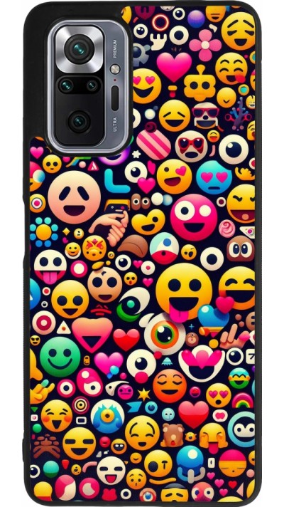 Xiaomi Redmi Note 10 Pro Max Case Hülle - Silikon schwarz Emoji Mix Farbe