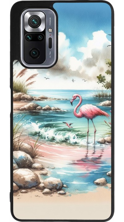 Xiaomi Redmi Note 10 Pro Max Case Hülle - Silikon schwarz Flamingo Aquarell
