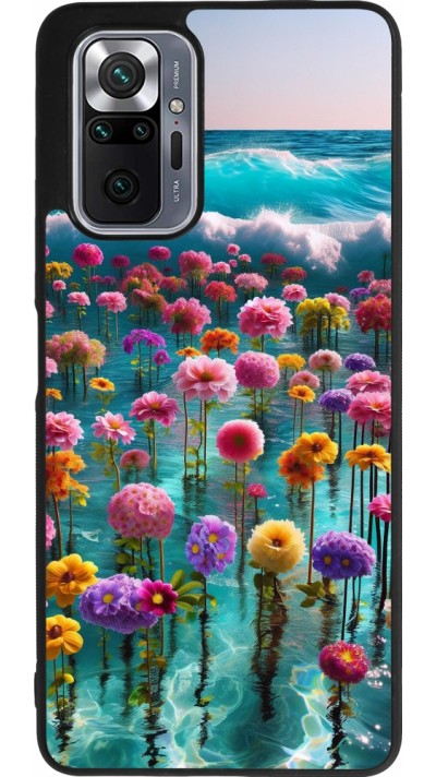 Coque Xiaomi Redmi Note 10 Pro Max - Silicone rigide noir Flower sea waves
