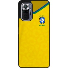 Coque Xiaomi Redmi Note 10 Pro Max - Silicone rigide noir Maillot de football Brésil 2022 personnalisable