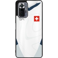 Coque Xiaomi Redmi Note 10 Pro Max - Silicone rigide noir Maillot de football Suisse Extérieur personnalisable