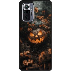Coque Xiaomi Redmi Note 10 Pro Max - Silicone rigide noir Halloween 2025 Pumpkin with flowers