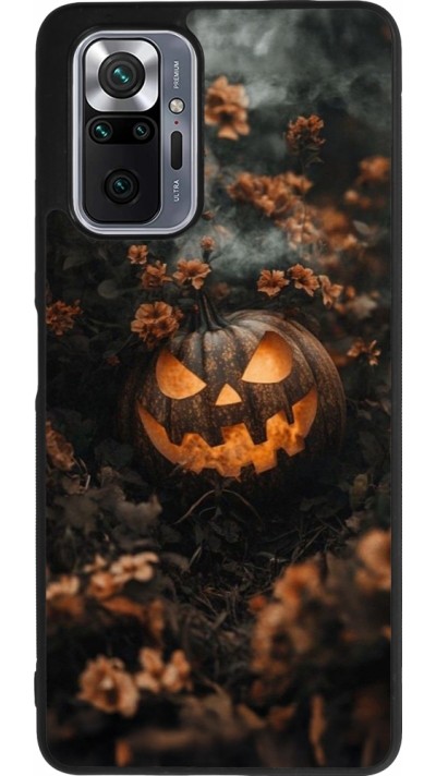 Coque Xiaomi Redmi Note 10 Pro Max - Silicone rigide noir Halloween 2025 Pumpkin with flowers