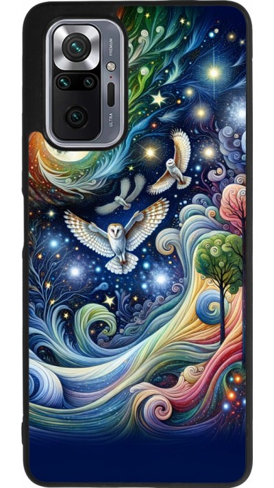 Coque Xiaomi Redmi Note 10 Pro Max - Silicone rigide noir hibou volant floral