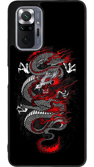 Coque Xiaomi Redmi Note 10 Pro Max - Silicone rigide noir Japanese style Dragon Tattoo Red Black