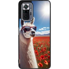 Coque Xiaomi Redmi Note 10 Pro Max - Silicone rigide noir Lama Chic en Coquelicot