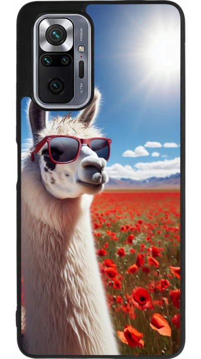 Xiaomi Redmi Note 10 Pro Max Case Hülle - Silikon schwarz Lama Chic in Mohnblume