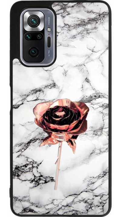Coque Xiaomi Redmi Note 10 Pro Max - Silicone rigide noir Marble Rose Gold