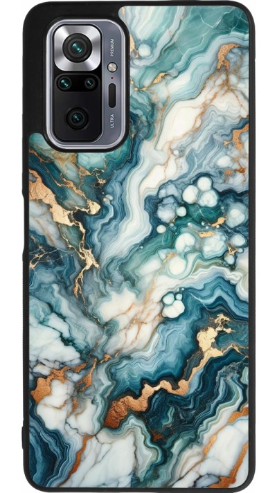 Coque Xiaomi Redmi Note 10 Pro Max - Silicone rigide noir Marbre Vert Bleu Doré