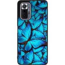 Coque Xiaomi Redmi Note 10 Pro Max - Silicone rigide noir Papillon bleu