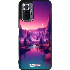 Coque Xiaomi Redmi Note 10 Pro Max - Silicone rigide noir Paysage Violet-Rose