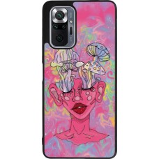 Coque Xiaomi Redmi Note 10 Pro Max - Silicone rigide noir Psychedelic pink mushroom
