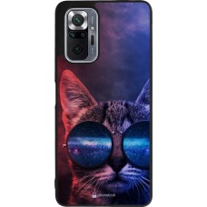 Coque Xiaomi Redmi Note 10 Pro Max - Silicone rigide noir Red Blue Cat Glasses