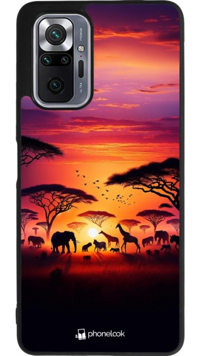 Xiaomi Redmi Note 10 Pro Max Case Hülle - Silikon schwarz Safari Sonnenuntergang Wildtiere