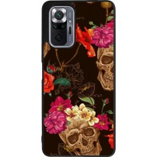Xiaomi Redmi Note 10 Pro Max Case Hülle - Silikon schwarz Skulls and flowers