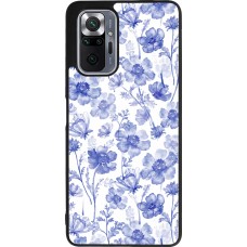 Coque Xiaomi Redmi Note 10 Pro Max - Silicone rigide noir Spring 23 watercolor blue flowers