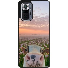 Xiaomi Redmi Note 10 Pro Max Case Hülle - Silikon schwarz Cow with tulips Spring 2026