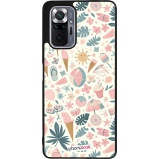 Xiaomi Redmi Note 10 Pro Max Case Hülle - Silikon schwarz Sommer Pink Muster