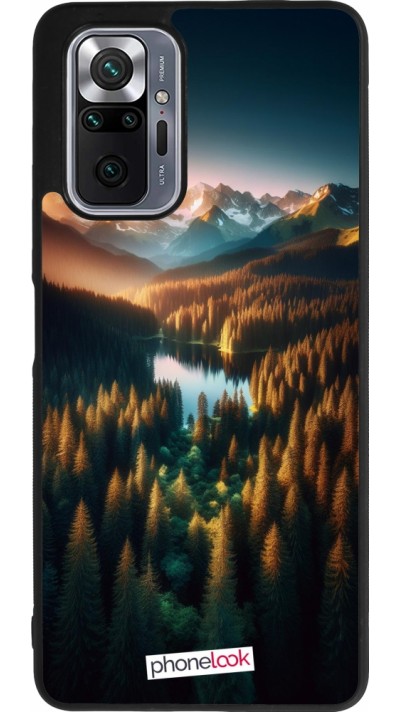 Xiaomi Redmi Note 10 Pro Max Case Hülle - Silikon schwarz Sonnenuntergang Waldsee