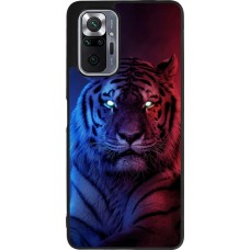 Coque Xiaomi Redmi Note 10 Pro Max - Silicone rigide noir Tiger Blue Red
