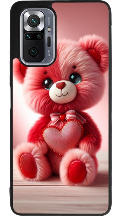 Coque Xiaomi Redmi Note 10 Pro Max - Silicone rigide noir Valentine 2024 Ourson rose