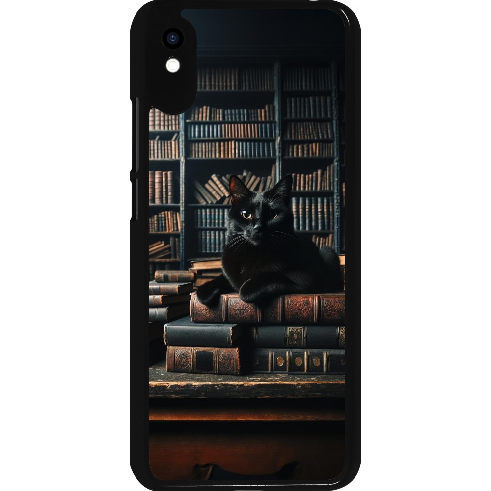 Xiaomi Redmi 9A Case Hülle - Katze Bücher dunkel