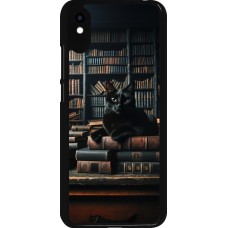 Xiaomi Redmi 9A Case Hülle - Katze Bücher dunkel