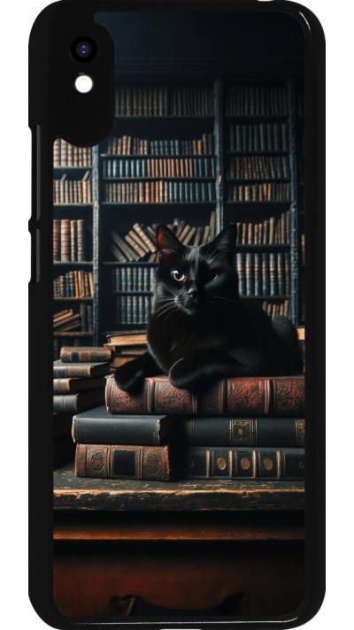 Xiaomi Redmi 9A Case Hülle - Katze Bücher dunkel