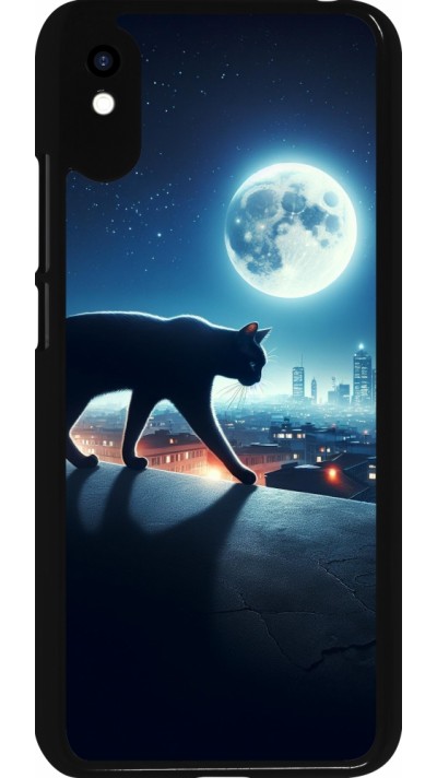 Xiaomi Redmi 9A Case Hülle - Schwarze Katze unter dem Vollmond